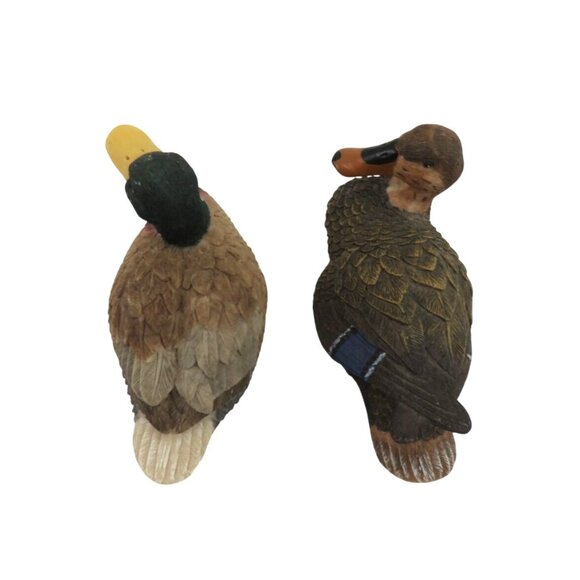Wooden Duck Figurine Miniature Decoy Set Of 2 Vintage Decor - Picture 8 of 10